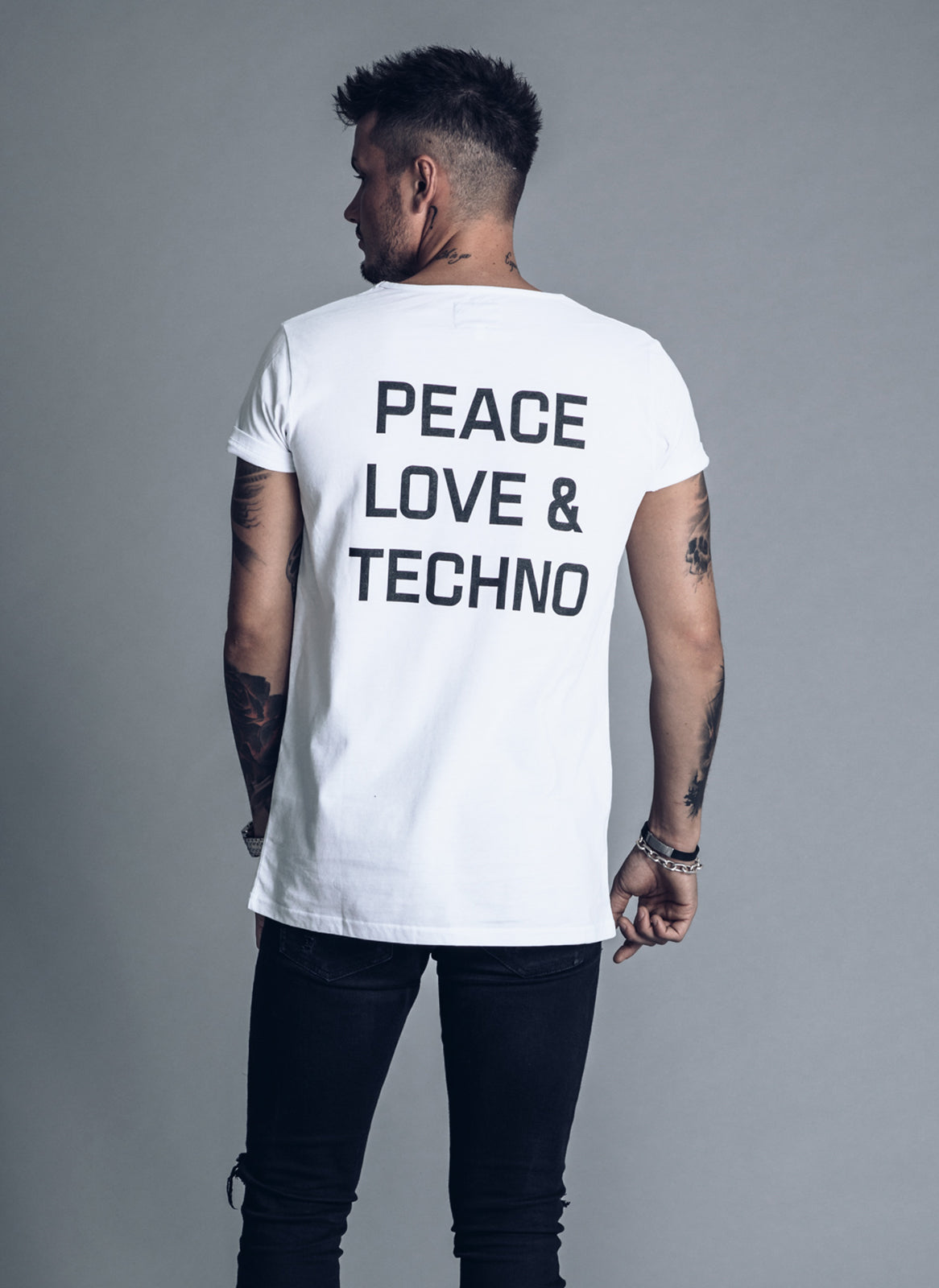 Peace Love Techno - White t-shirt - We love techno
