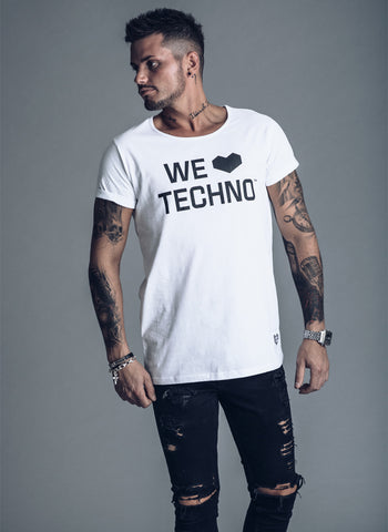 Sex Drugs Techno - white t-shirt - We love techno