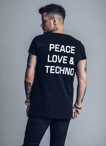 Sex Drugs Techno - white t-shirt - We love techno
