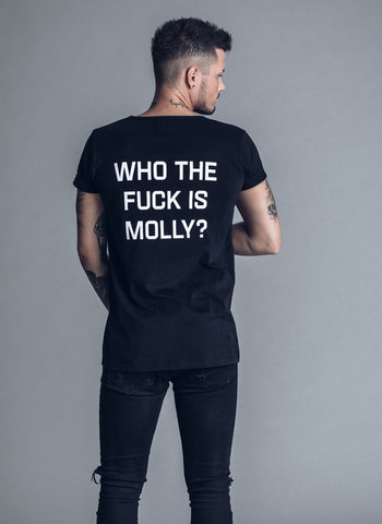 Who The F*ck is Molly - White T-shirt - We love techno